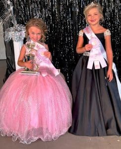 Anna Lee Brelje (LEFT), 5-year-old daughter of Andy and Whitney Brelje of Alexandria was named Miss Congeniality off the DeKalb County Fair Little Miss Pageant. 6-year-old Haddeigh Grace Harvey (RIGHT) was selected as Most Photogenic. She is the daughter of Chad and Kayla Harvey of Alexandria.