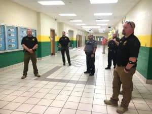 County and city law enforcement officers participated in planned intruder drill Thursday at Northside Elementary School