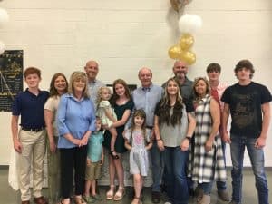 Larry and Deborah Hancock celebrated their 50th wedding anniversary Saturday. The Hancock’s were joined by family and friends at the Elizabeth Chapel Baptist Church gym for the happy occasion to enjoy fellowship and refreshments. (Pictured here are the Hancock’s with members of their family)