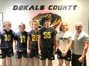 Listen for WJLE’s Football Tiger Talk Program at 6:30 p.m. prior to the 7 p.m. kick-off of the game tonight (Friday, August 18) between DCHS and Warren County in the 2023 season opener in McMinnville. The Tiger Talk Show will feature as pictured here left to right: Tiger players Briz Trapp, Ty Webb, Trace Hamilton, Wil Farris, and Ari White with Coach Steve Trapp. Listen to the WJLE game broadcast with John Pryor and Luke Willoughby following Tiger Talk