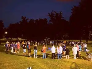 As part of September National Recovery Month, the DeKalb Prevention Coalition marked International Overdose Awareness Day on Friday at Greenbrook Park that featured guest speakers, hot dogs and chips, and a free overdose reversal training for all. Highlights of the program included a purple glow stick vigil, a walk in the park on the trail lined with paper glow bags, and a gathering of participants around a tree planted recently with a plaque dedicated as a “living remembrance of the lives lost too soon due to drug overdose, and as an inspiration to youth to choose to live drug free”.