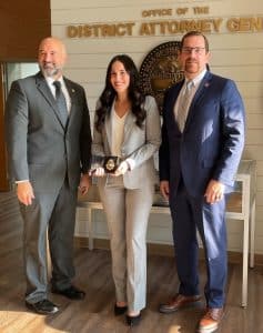 Criminal Court Judge Gary McKenzie, new Assistant District Attorney Jenna Huff, and District Attorney General Bryant Dunaway