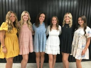 The 2023 Homecoming Queen at DeKalb County High School and the attendants are pictured here left to right: McKenzie Rose Moss (Freshman Attendant), Lilly Ann Fox (Sophomore Attendant), Ella Jane Hendrixson (Senior Attendant), Sadie Anne Moore (Queen), Allyson Roxanne Fuller (Senior Attendant), and Laurie Rigsby (Junior Attendant)