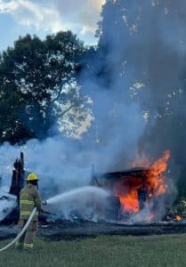 Shop/Garage Destroyed in Thursday Structure Fire (Photo by Carsyn Beshearse)