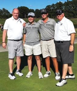 The DCHS Tiger Golf Team finished 4th place in the District Tournament with a score of 338. The Tigers finish the season at 19-14. Brad Hale, with an 81, and Will Blair, with an 82, also qualified for the Region Tournament as individuals. They will be two of 35 golfers competing for three spots in the State Tournament. Pictured left to right: Assistant DCHS Golf Coach Luke Dycus, William Blair, Brad Hale, and Head Coach John Pryor
