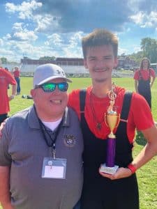 DCHS Band Director Don Whitt with solo winner Ayden Jones.