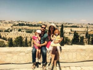 Photo of Alexandria First Baptist Church Senior Pastor Dan Coe and his family during their ministry in Israel.