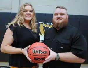 DCHS Girls Basketball Coach Brandy Alley and Assistant Coach Ethan Duke.