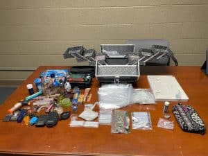 Drug bust Wednesday by Sheriff’s Department results in two arrests after discovery of 95 grams of methamphetamine, 5.59 grams of fentanyl, 1 Suboxone pill with Suboxone powder in a baggy, 8 grams of marijuana, and 16 grams of marijuana resin. Other items found were packaging material for sale and delivery and multiple pieces of drug paraphernalia that included 18 glass pipes, 2 marijuana grinders, 190 packaging bags, 2 marijuana cigarette rollers, 2 electronic scales, 2 packs of rolling papers, 6 lighters, and 4 containers.