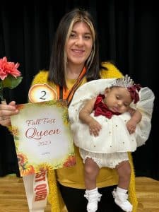 Winner of the Fall Fest Pageant: (girls ages 1 day to 6 months: Queen- Anyiah Karentyn Lorraine Banks, 2 month old daughter of Mackenzie Castorena and Carlos Banks of Smithville..