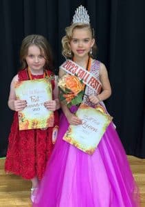 Rozlyn Marie Prichard (right), 6-year-old daughter of Mark and Amanda Prichard of Smithville is the Fall Fest Queen for ages 4-6. She was also awarded Saturday for prettiest attire and smile. First runner-up was Kathryn Ann Williams (left), 6 year-old daughter of Dillon and Hailey Williams of Alexandria. She was also awarded for prettiest hair, eyes and for being most photogenic.