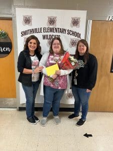 Amber Howell (center) named Smithville Elementary School “Teacher of the Month”. Pictured here with SES Principal Anita Puckett (left) and Assistant Principal Karen France (right)