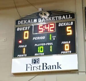 Scoreboard shows the moment DCHS Senior Conner Close made history Tuesday night against Smith County scoring his 1,000th career point