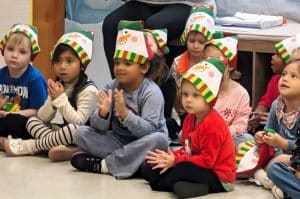 Head Start kids wait with anticipation to see Santa (Shawna Willingham Photo)