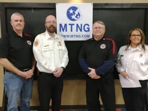 Two members of the DeKalb Volunteer Fire Department were recognized at the awards banquet Saturday night for 15 & 25 years of service. The awards were sponsored by Middle Tennessee Natural Gas. The recipients are Assistant Chief Anthony Boyd- 25 years of service and Steve Repasy (Midway Station)-15 years of service. Pictured here left to right: Presenter Belk Station Commander Andy Pack of MTNG, Assistant Chief Anthony Boyd, Steve Repasy (Midway Station), and Presenter Lieutenant Kristie Johnson. Wilson Bank & Trust was the program headlining sponsor.