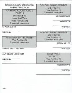 Election Commission Releases Sample Ballot for March 5 Primaries. Photo here shows one of 10 pages that make up the total ballot