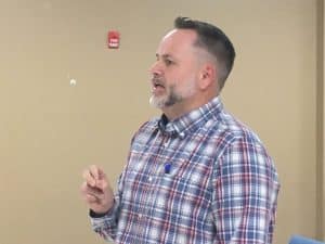 Rumors that the county might be looking at property in the area of the hospital and golf course on Riley Avenue have neighbors there worried and they showed up Thursday night at the county commission’s committee of the whole meeting to express their concerns including Dr. Timothy Tobitt (pictured here)