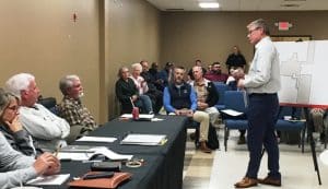 John Eisenlau of Treanor Architects addressed county commission Tuesday night about jail/judicial center options