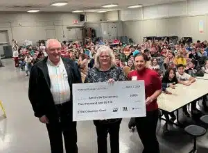 Smithville Elementary Chosen by TVA for STEM Grant (Pictured with Ms. Beth Cantrell (center) are Rachel Crickmar (right) representing TVA and Richie Knowles (left) representing Smithville Electric System.)