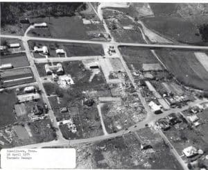 Another ariel view of Dowelltown after the tornado 50 years ago