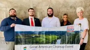 DEKALB COUNTY TO PARTICIPATE IN THE GREAT AMERICAN CLEAN UP. Pictured left to right: Solid Waste Management Director James Goff, County Mayor Matt Adcock, Smithville Mayor Josh Miller, Smithville Police Dept Admin Asst Beth Adcock, Chamber Director Suzanne Williams