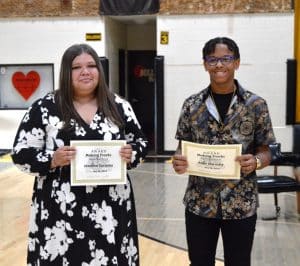 Earning the "Making Tracks" (Most Improved) award are Jazmine Caraveo and Atlas Hornsby.