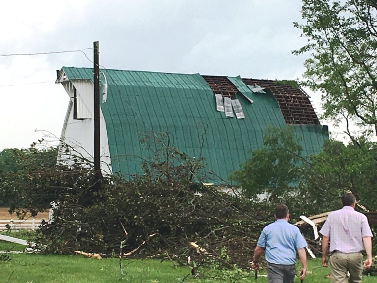 Roof Damage to Barn on North Congress Boulevard