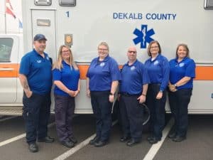 May 19-25 is Emergency Medical Services Week. Pictured here are members of the DeKalb EMS B-SHIFT: (left to right) Jerry Wakefield (AEMT), Jamie Parsley (AEMT), Heather Billings(EMT-B), Dennis Sherman (EMT-PCC), Misty Green (AEMT-SUPERVISOR), Kristie Johnson (EMT-PCC/ICQA)