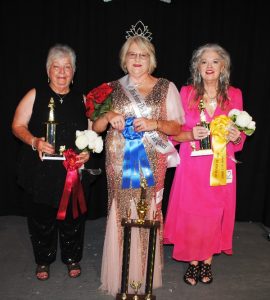 DeKalb County Fair’s Senior Queen Pageant: Pictured left to right: First runner up- 77year-old Margie Ann Williams of Alexandria; Senior Queen-59 year-old Tammy West of Smithville; and Second runner up- 57 year-old Teresa Faye Winchester Stanley of Smithville