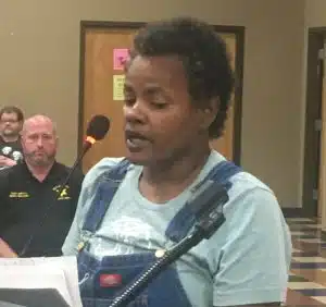 VE Garner of South Driver Road, Dowelltown addresses county commission about rock quarry