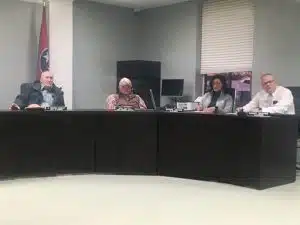 City Planning Commission: City Attorney Vester Parsley, member Glen Nichols, Meshia Johnson, and Staff Planner Tommy Lee (older photo)