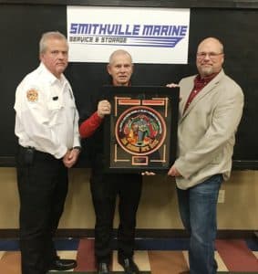 The 2024 Smithville Marine DeKalb Fire Department Station Commander award was presented Saturday night to Frank Rodegeb, Station Commander at the Temperance Hall Station. Chris Allen of Smithville Marine and DCFD Captain Blake Cantrell made the presentation. Wilson Bank & Trust was the program headlining sponsor.