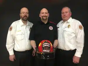The DeKalb Fire Department has announced the promotion of firefighter Alex Woodward to the officer position rank of Lieutenant. Pictured here with Fire Chief Donny Green (right) and Assistant Chief Anthony Boyd