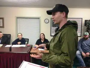 County Mayor Matt Adcock addressed Alexandria Mayor and Aldermen on extension of local option sales tax agreement