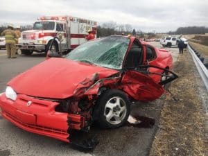Two people were seriously injured in a crash this morning (Thursday) at the intersection of Highway 56 south and Turner Road. According to Trooper Chris Delong of the Tennessee Highway Patrol a 16 year old Smithville girl was driving this red Chevy Monte Carlo when she pulled left from Turner Road onto Highway 56 and into the path of a southbound Chevy Tahoe, driven by 22 year old Katey Urbina of Smithville. Both were taken by ground ambulance to the hospital. The teen was later taken to Vanderbilt hospital.