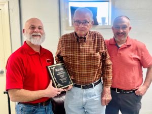 Retiring 911 Board Member Jerry Scott (center) Recognized for 24 Years of Service. Pictured with 911 Director Brad Mullinax (left) and Board member Josh Tramel (right)