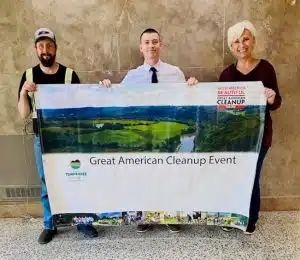 DeKalb Cleanup Event May 10: Pictured-DeKalb Public Works Director Brian Reed, County Mayor Matt Adcock, Chamber Director Suzanne Williams