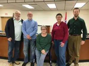 The DeKalb County Election Commission met Monday night, April 7 to reorganize and to welcome a new member, Marty Jacoby. Pictured left to right: Ron Sifford, Marty Jacoby, Kim Luton (Secretary), Chairman Loree Hall, and Administrator of Elections Dustin Estes. Commission member Yvette Tubbs Carver was absent