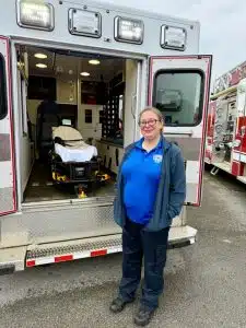 DeKalb EMS AEMT Jamie Parsley visits SES during Careers on Wheels Event