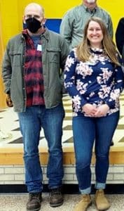 DeKalb Democratic Party Vice Chairman Lucas Antoniak and Secretary Karley Thompson