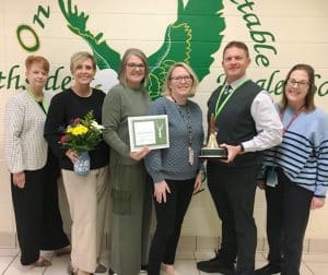Northside Elementary Teacher Amanda Goodwin Named 2025 DeKalb School District Teacher of the Year. Pictured left to right: Supervisor of Instruction Michelle Burklow, Special Education Supervisor Natasha Vaughn, Northside Elementary School Principal Angela Johnson, DeKalb Teacher of the Year Amanda Goodwin, Director of Schools Patrick Cripps, and Assistant Northside Principal Beth Pafford