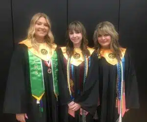 Four DCHS Seniors (pictured left to right) Dare Collins, Allison Goodwin, Alyssa Gilpin and Megyn Patterson (not pictured) have graduated college before finishing high school. These students have earned an associate degree from Motlow State Community College. They will graduate from DCHS Friday night