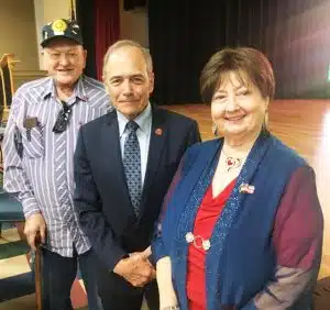 Memorial Day did not go unnoticed in Smithville as members of the public joined the American Legion Post #122 along with the Ladies Auxiliary and others Monday morning in an observance paying tribute to Americans who fought and died for the cause of freedom. Pictured here left to right: Ronnie Redmon, American Legion Adjutant Post #122, Keynote speaker Steve Cantrell, U.S. Air Force Officer, retired, and program organizer Susan Hinton