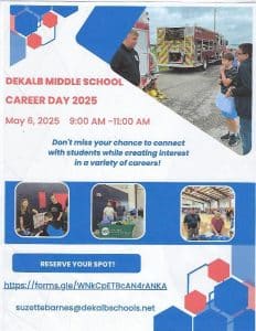 DeKalb Middle School will be hosting Career Day on Tuesday, May 6.
