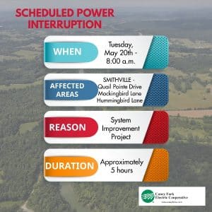 CFEC Announces Planned Power Interruption for Portion of DeKalb County Tuesday, May 20