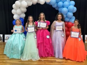 Miss Jamboree Pageant Optional Award Winners (Ages 10-12) Left to right: Serenity Rayne Foster (People’s Choice), Shaniya Bates (Most Photogenic), MaKaeleigh Tarpley (Prettiest Attire and Prettiest Smile), Arraya Jenae Taylor (Prettiest Hair), Cortlynn Joins (Prettiest Eyes)