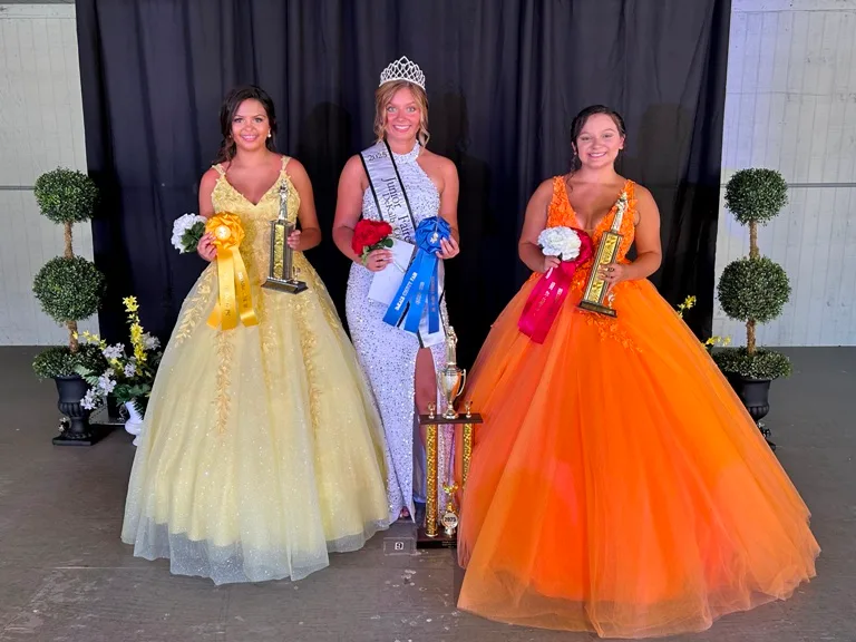 The 2025 Junior Fair Princess of the DeKalb County Fair is Brileigh Nicole Bullard (Center). She was also judged to be Most Photogenic. The first runner-up was Karah Jo Ford (right). Second runner-up was Callen Alizabeth Tramel (left). She was also named Miss Congeniality.