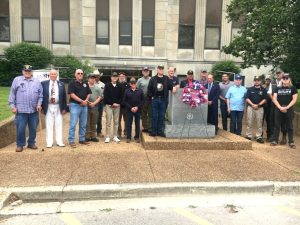 Veterans and others placed a wreath at the Veterans Memorial Monument at the Courthouse after a special observance on Memorial Day