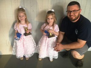 DeKalb Fair Toddler Show: *Twins (13 to 47 months): Winners: Mariella Louise and Lorelai Renea Dyer, 29-month-old children of Brandon and Mandy Dyer of Liberty.