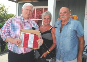 Congressman John Rose’s Chief of Staff Van Hilleary presented a United States flag Friday to Pete and Pat Morris of Belfast, Northern Ireland who came from the longest distance internationally to get here for the Fiddlers Jamboree